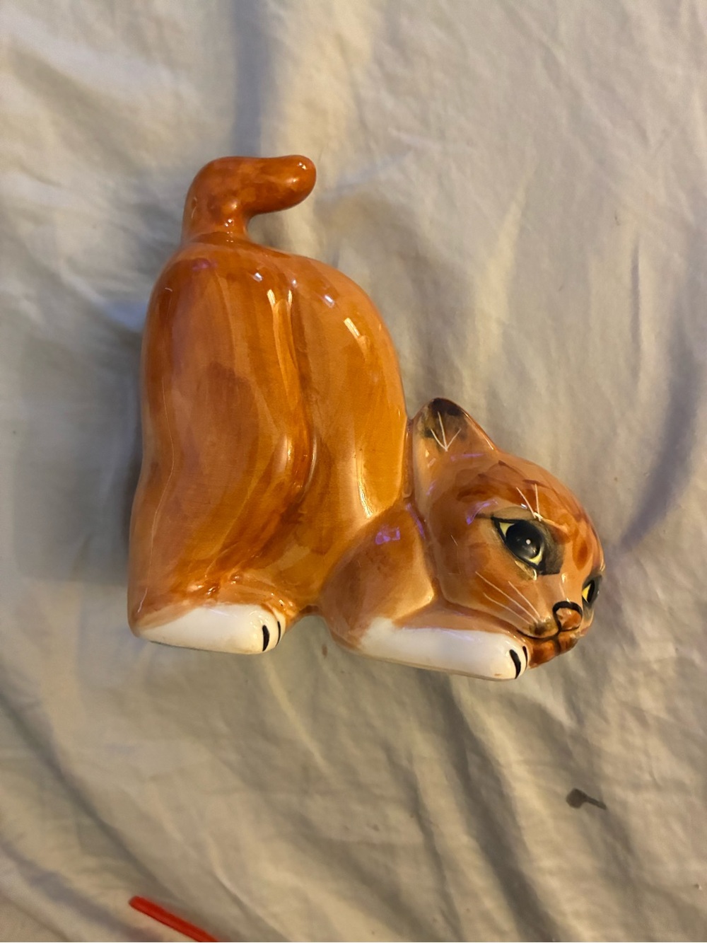Vintage Mann Orange Ceramic Cat